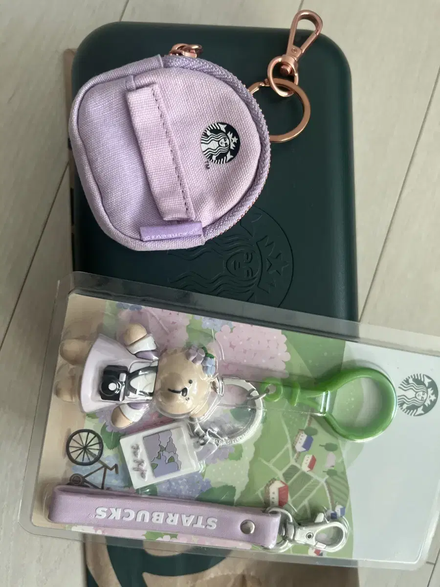 Starbucks hydrangea keyrings, pouches, and tins sold in bulk