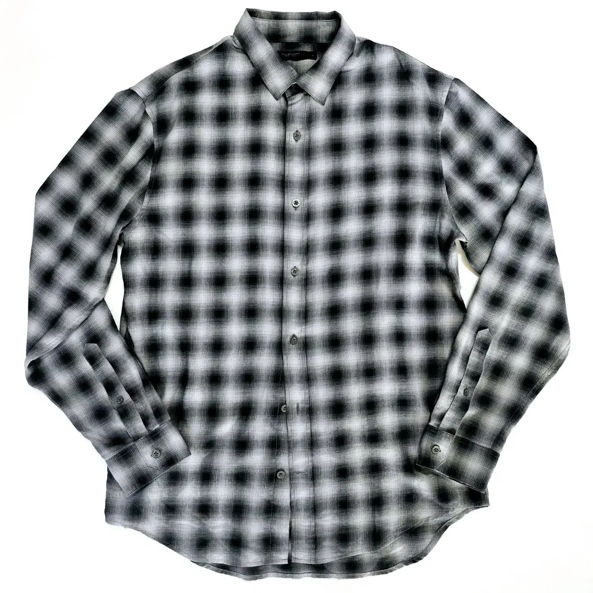 [Gillstuart New York] Men's check cotton blend long sleeve shirt black / L(105)