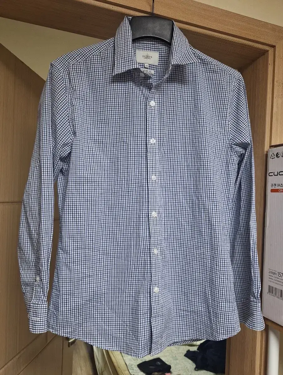 Unused OLZEN Men's Long Sleeve Blue Plaid Y Shirt Size 100