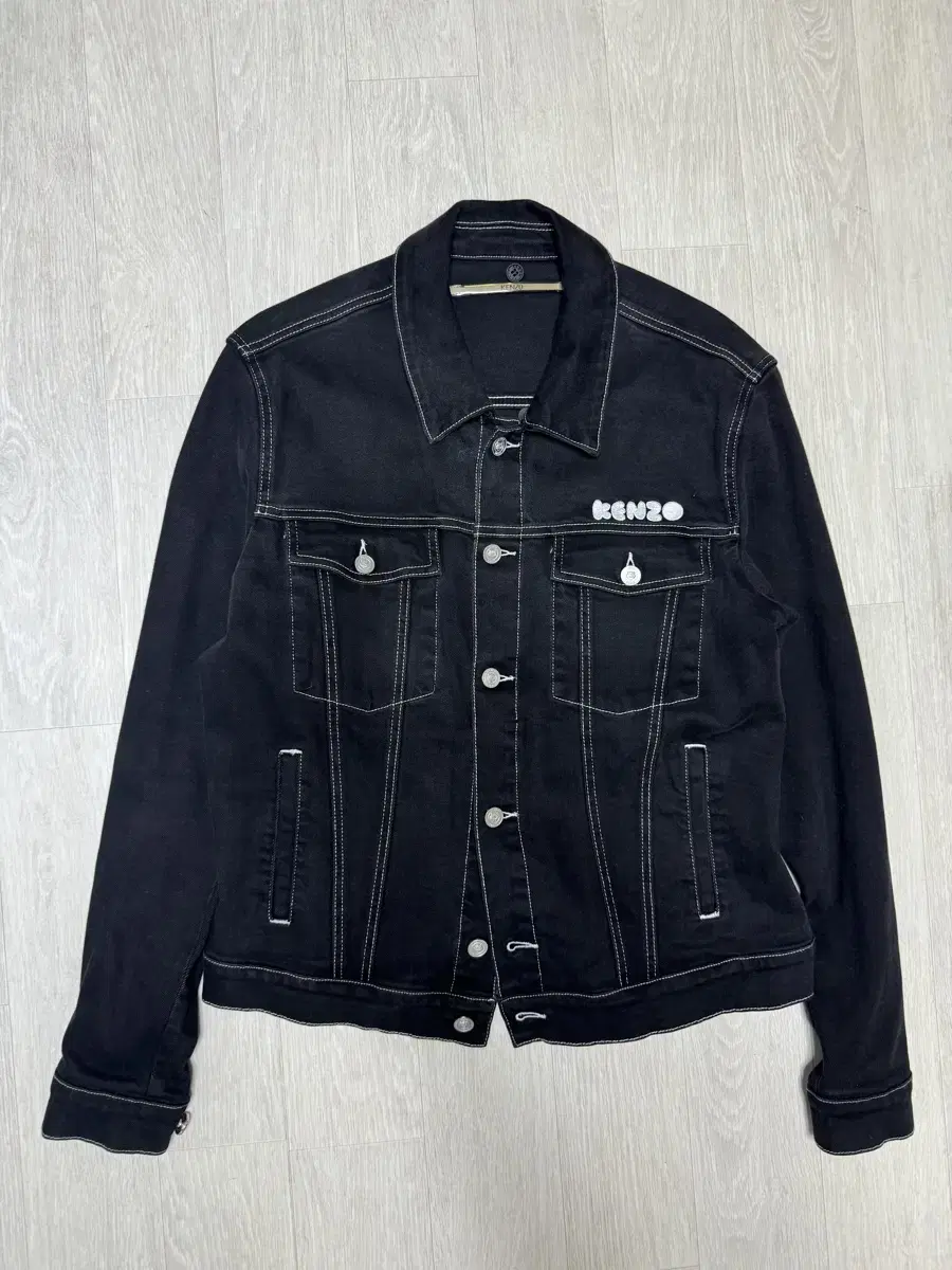 Kenzo Denim Logo Embroidered Jacket Black L