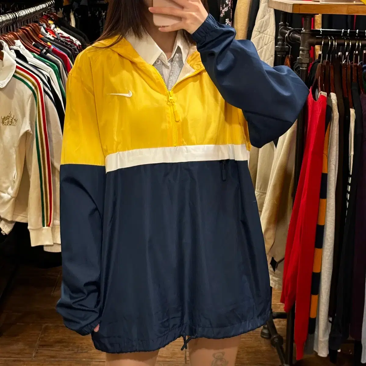 [HI] NIKE NIKE Colorblocked Hooded Half Zip Windbreaker Anorak L