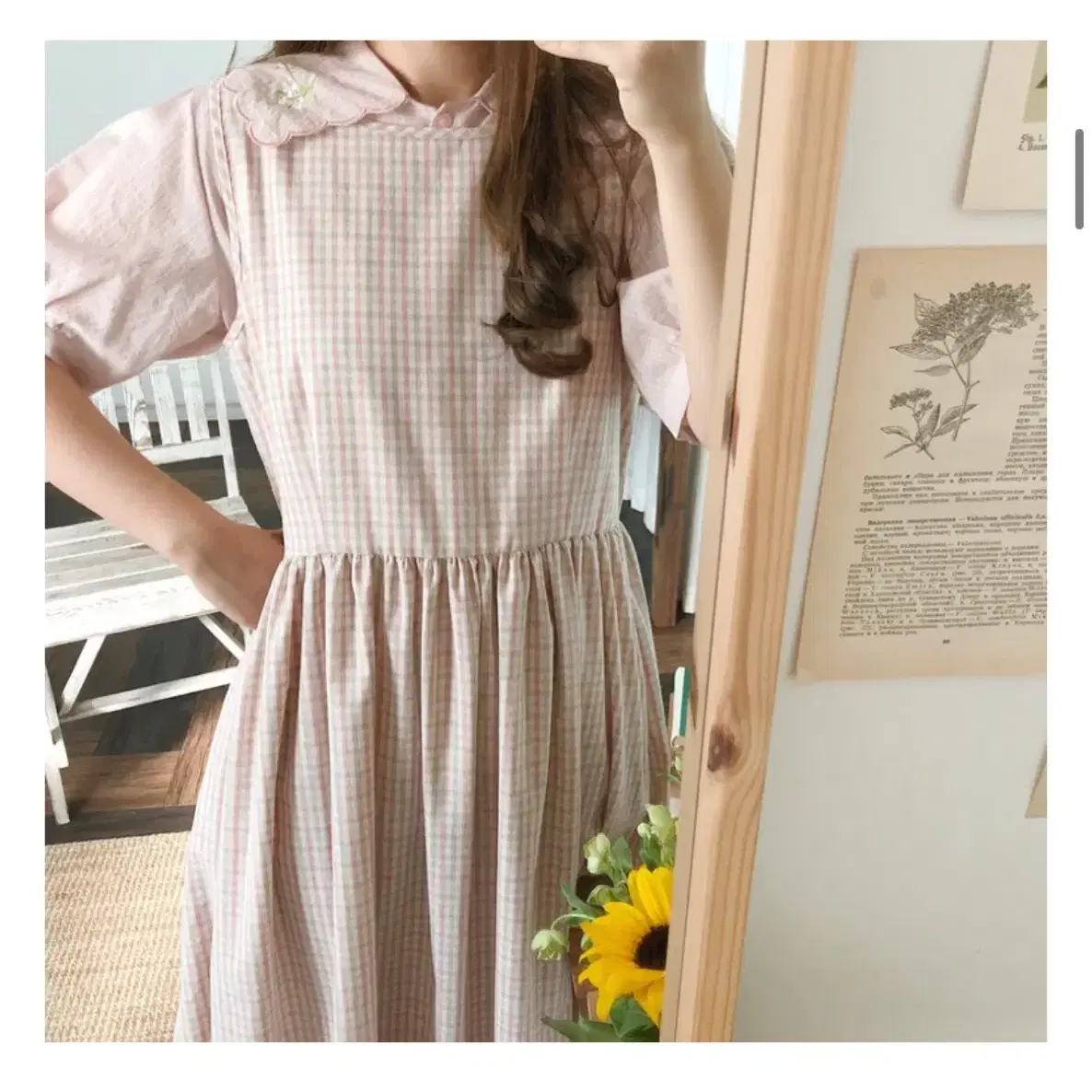 미미부티크 아벡데플뢰르 picnic check dress