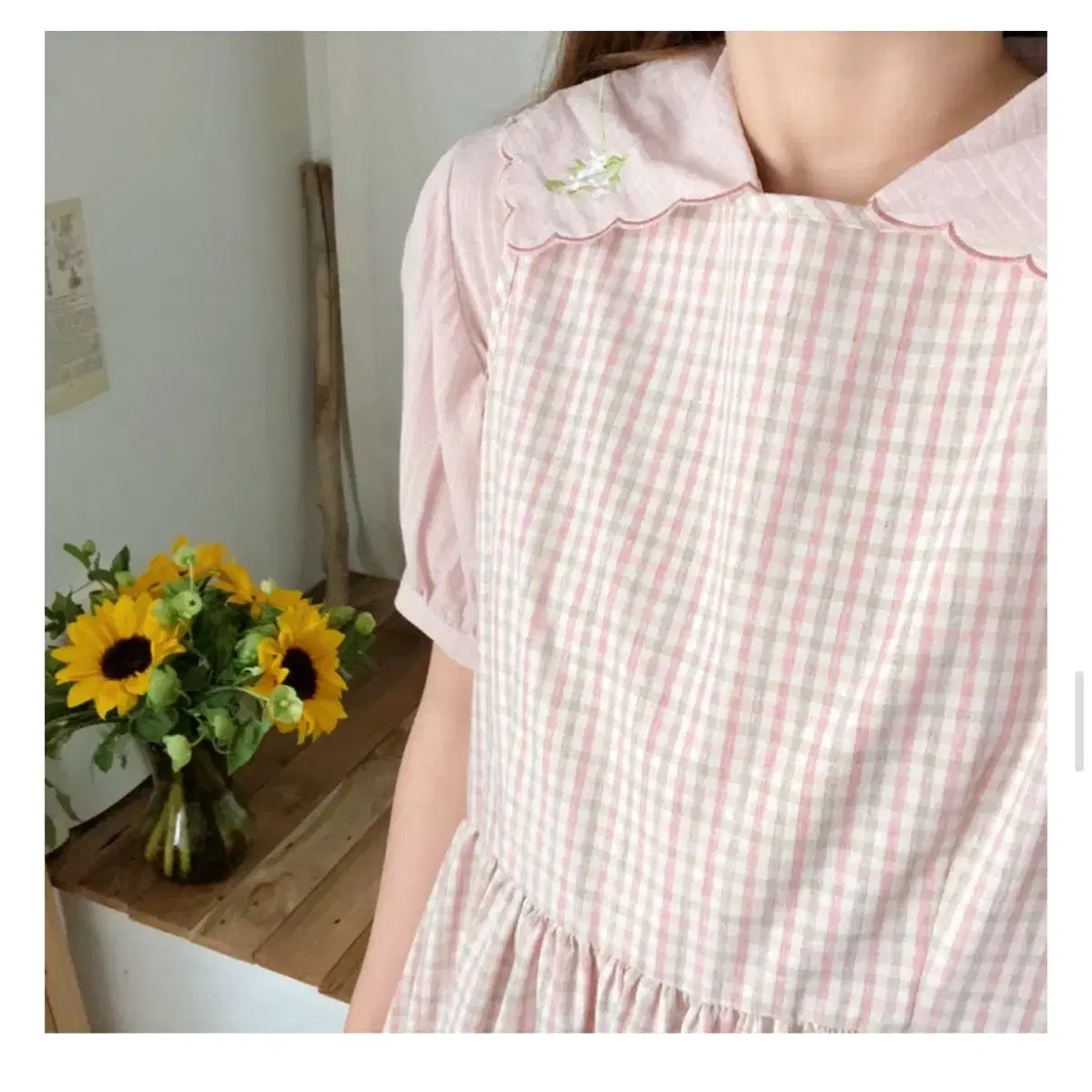 미미부티크 아벡데플뢰르 picnic check dress