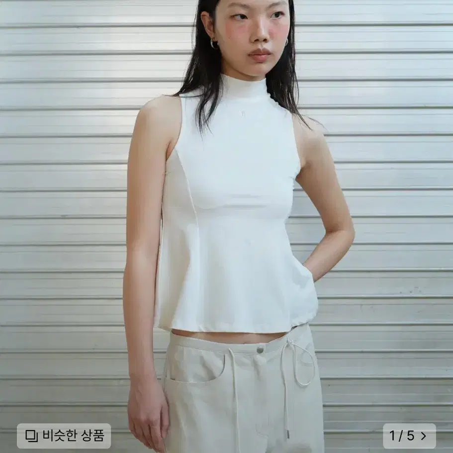 엔써이즈예스 polka crepe sleeveless top cream