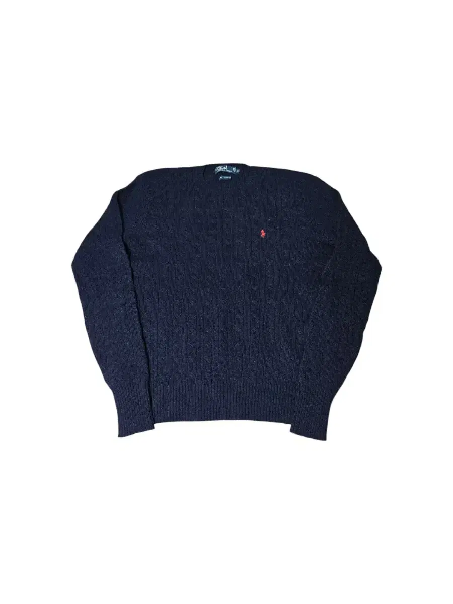 Polo Lambswool 100% Navy Cable Knit M