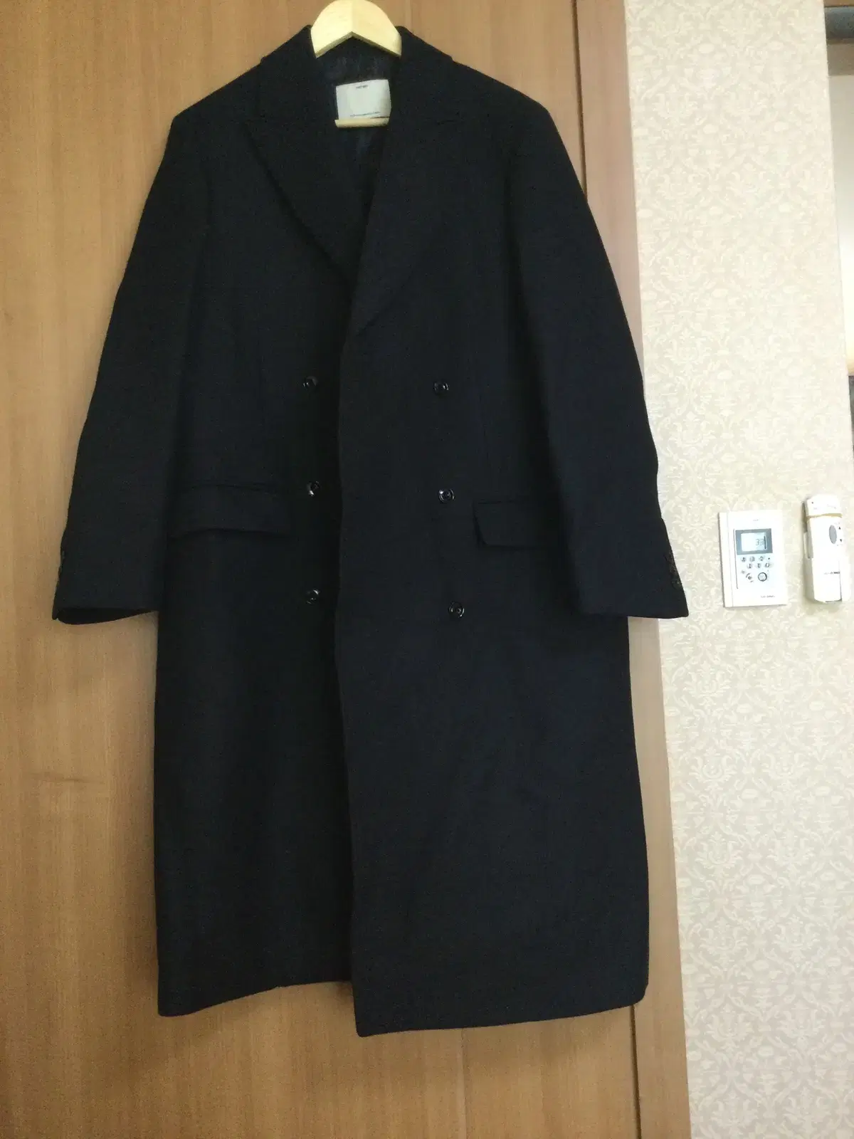 Pottery23Aw Melton Wool Double-breasted Coat Black1