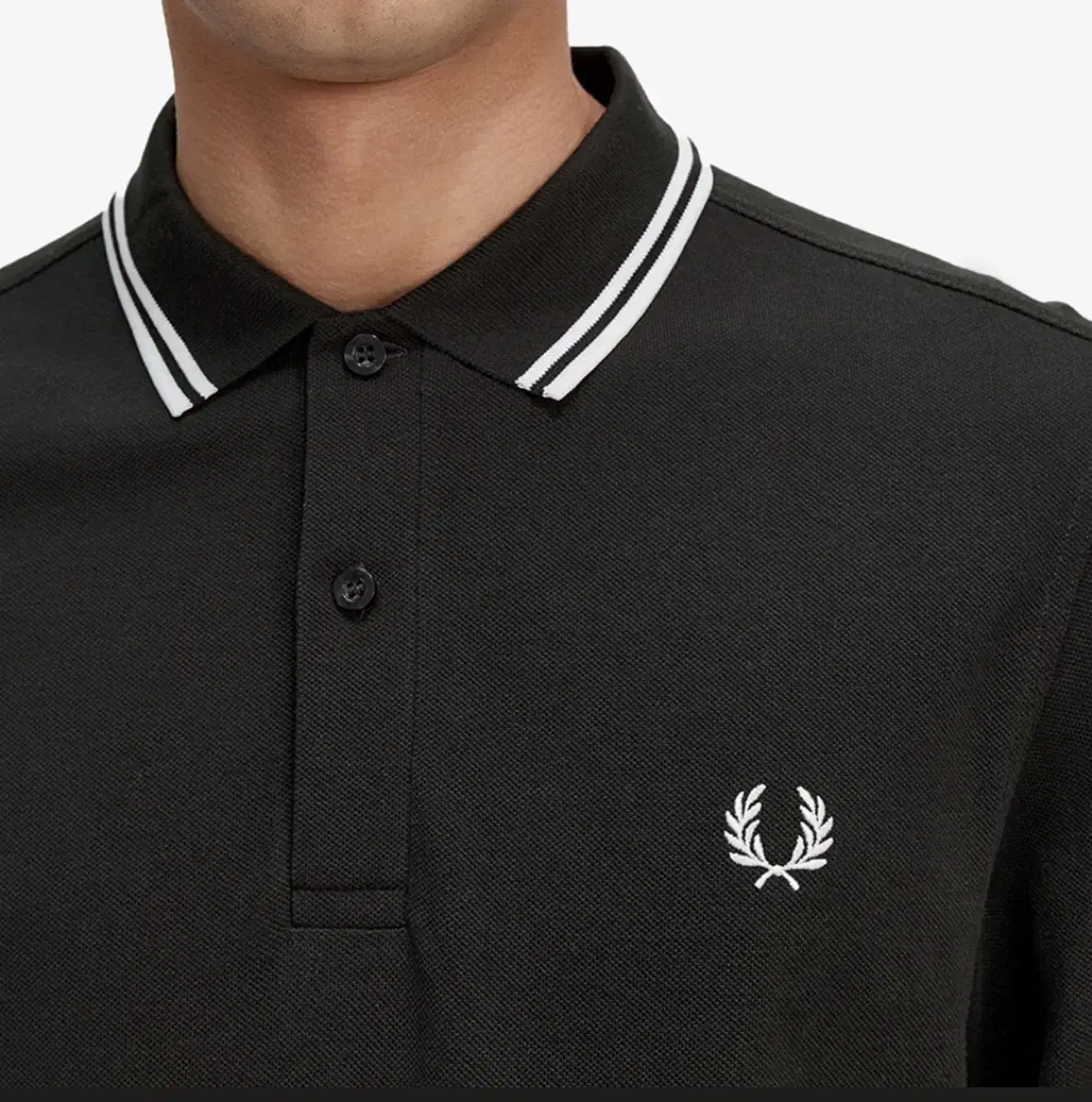 Long Sleeve Twin Tip Fred Perry Shirt Black M/L