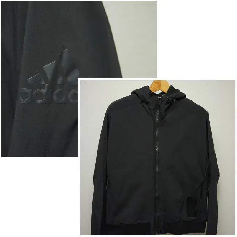 Adidas Big Logo Black Brushed Hooded Padded Jumper Men100