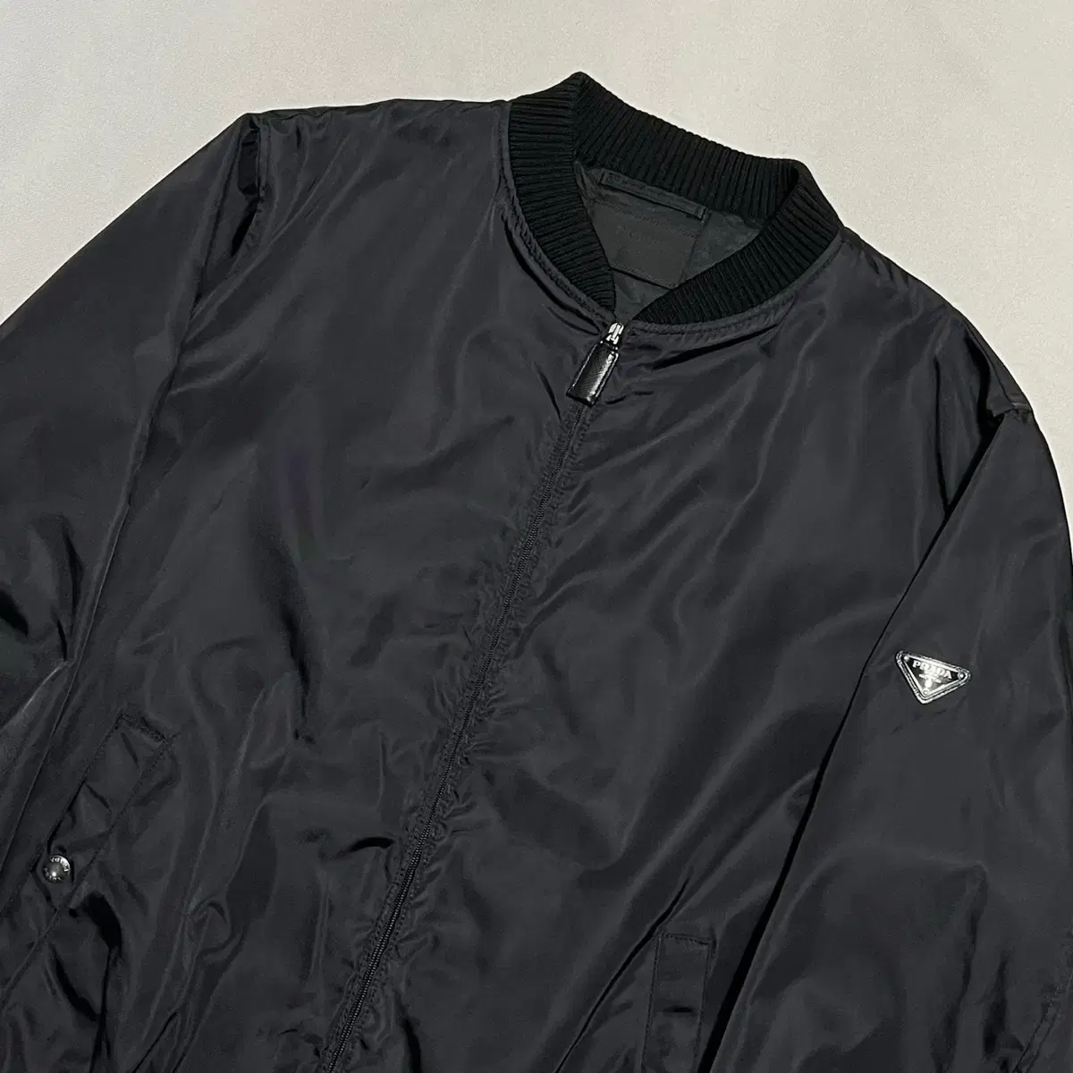 58 Prada Nylon Triangular Logo Bomber Jacket