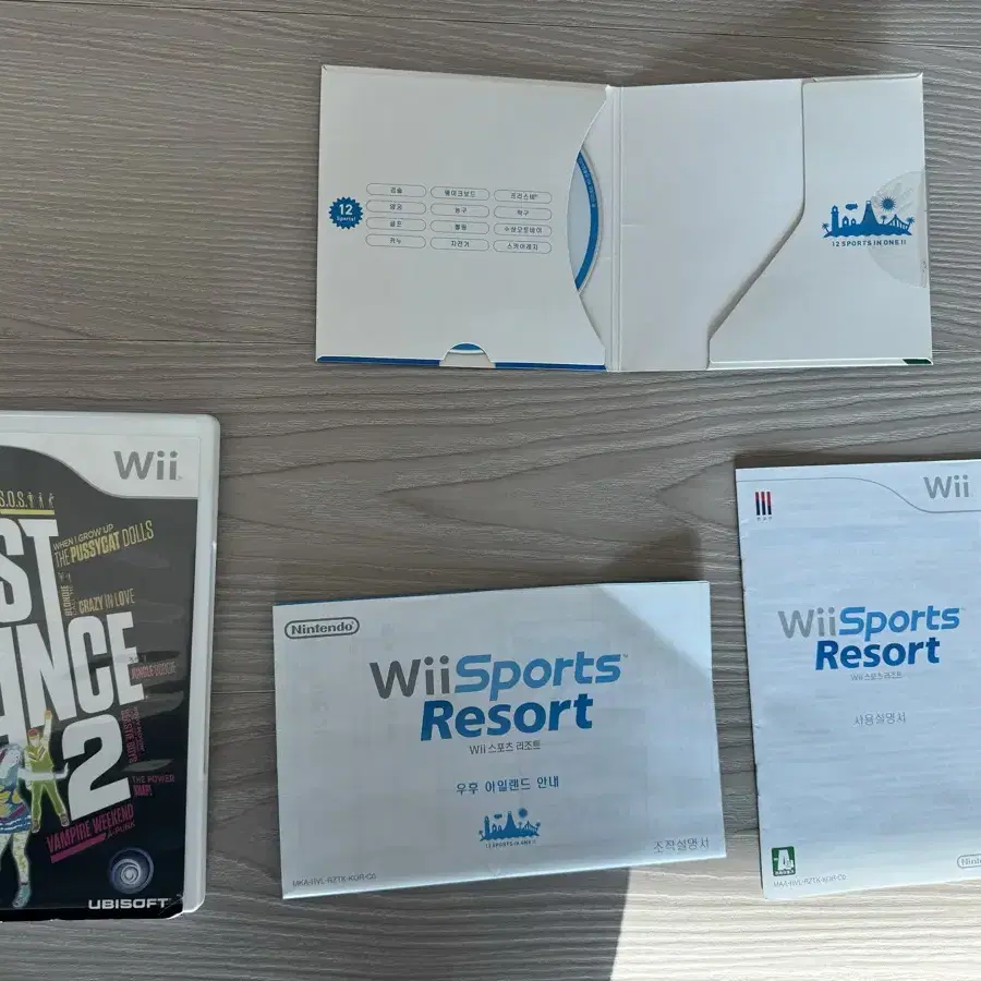 CD 2장 Wii 저스트탠스 Wii sports resort 리조트