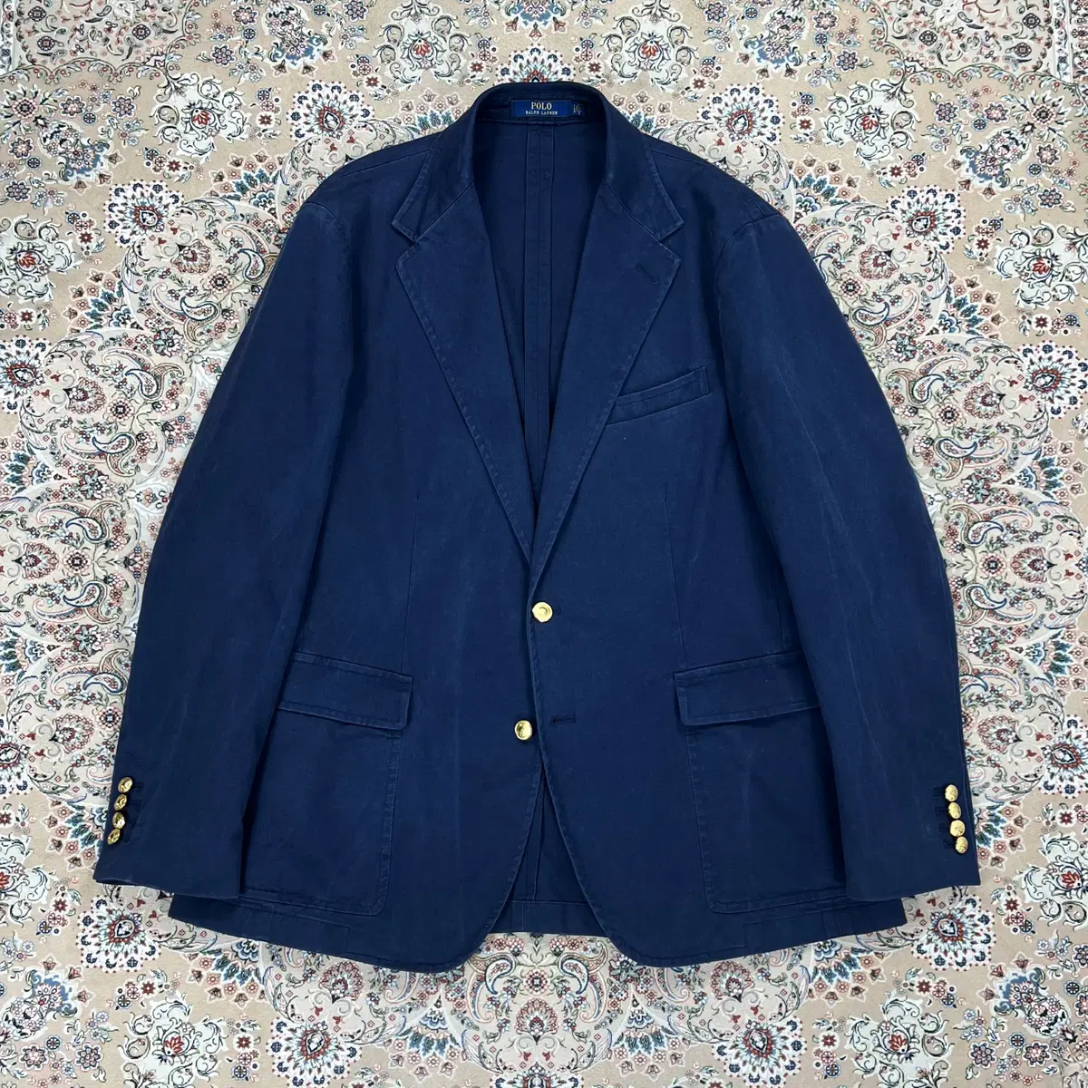 [A+grade XL 44R] Polo Ralph Lauren Navy Washed Cotton Chino Keum Blazer Jacket