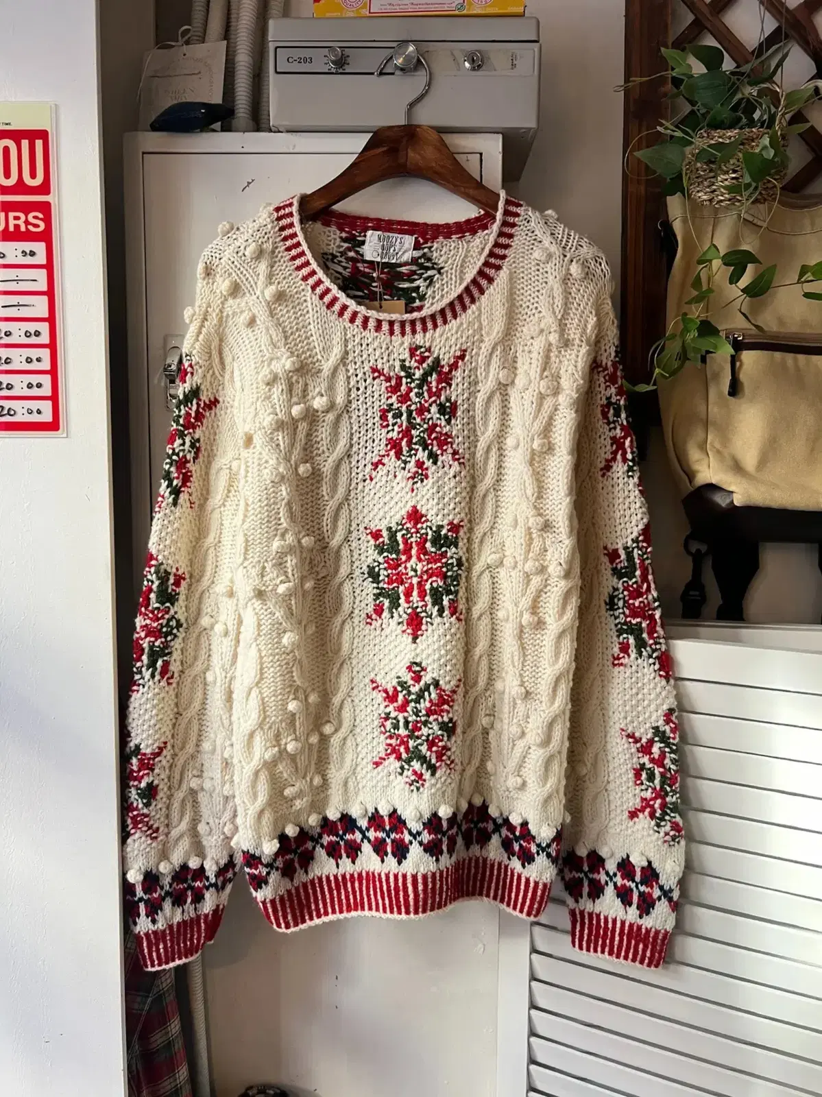 [L]JPN Vintage Christmas Snow Pattern Knit Sweater