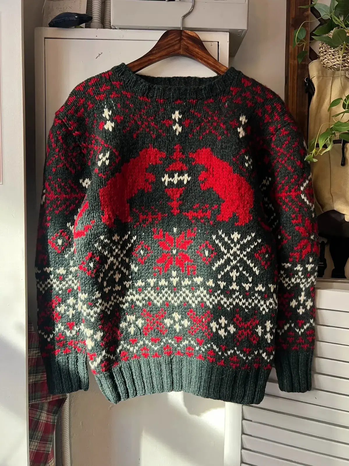 [S]80's Polo Ralph Lauren Snow Pattern Wool Hand-knit Sweater