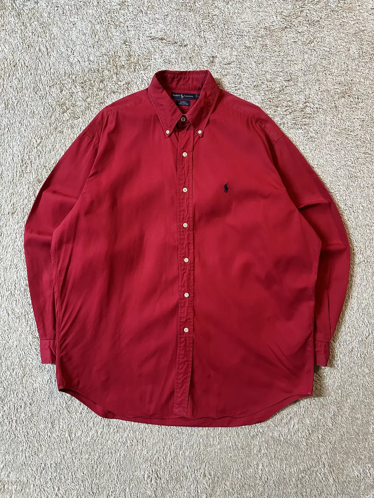 [L] Polo Ralph Lauren POLO Navy Solid Shirt Red