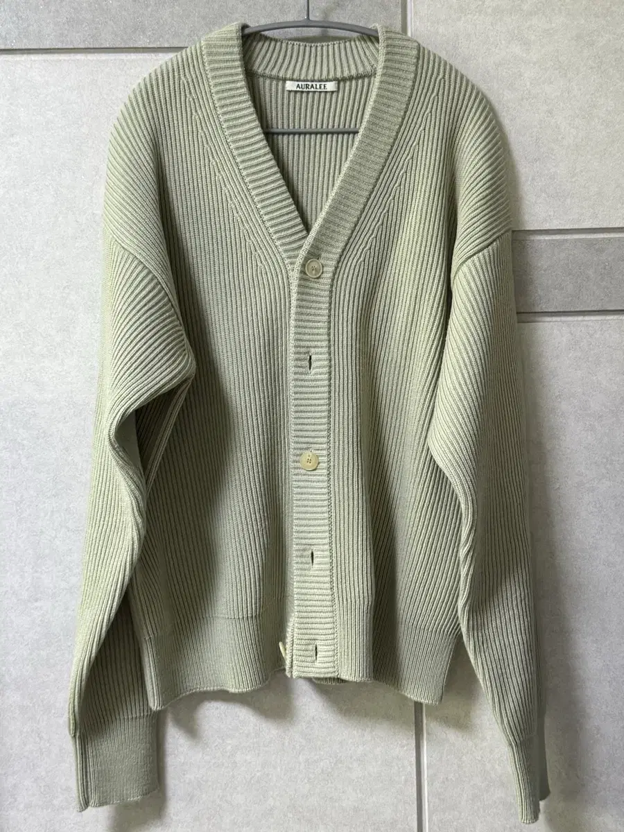 Aurari 23FW French Merino Wool Ribbed Cardigan Light Khaki 5SIZE