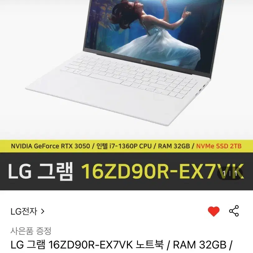 LG 엘지 그램 노트북 램 32GB 용량 2TB