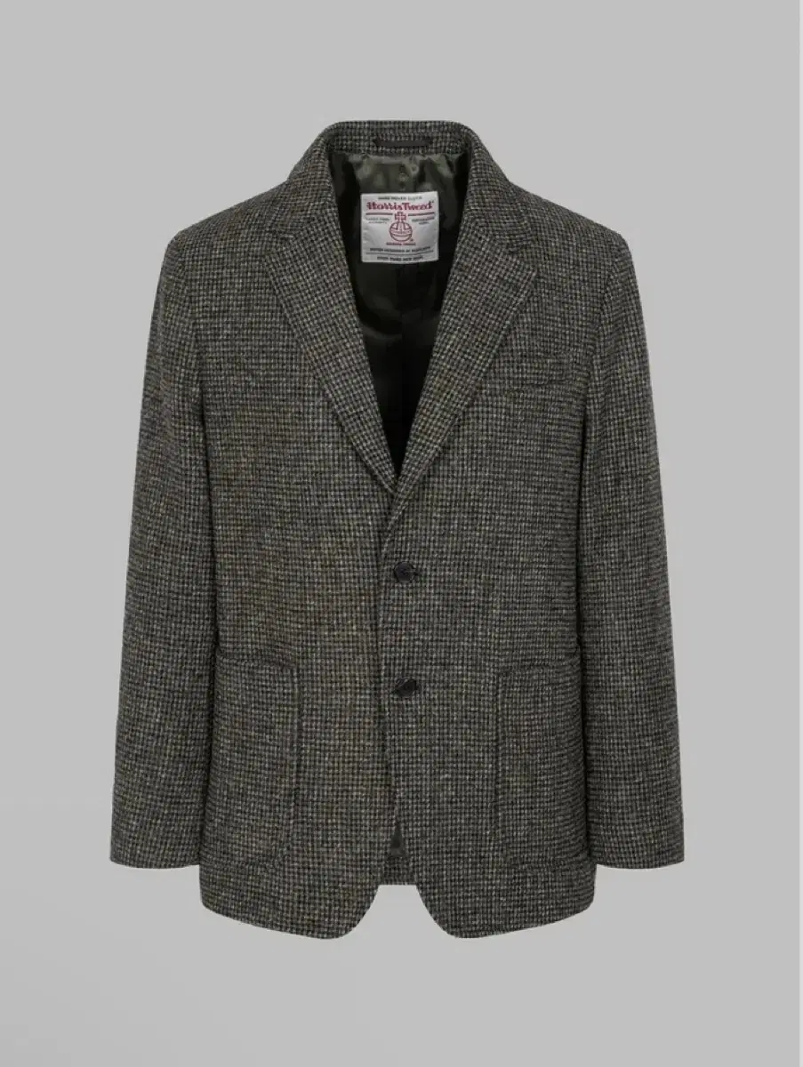 Vin Paul Harris Tweed Mini Check Jacket - Khaki