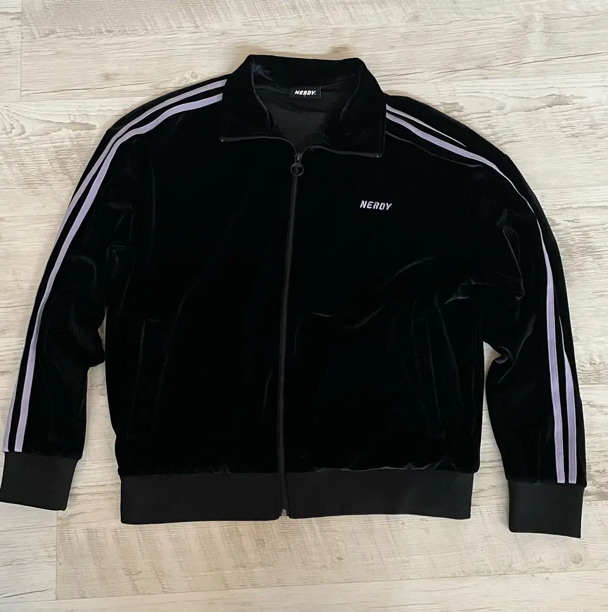 Nudie Velboa Velour Track Top Jersey Velvet Black L