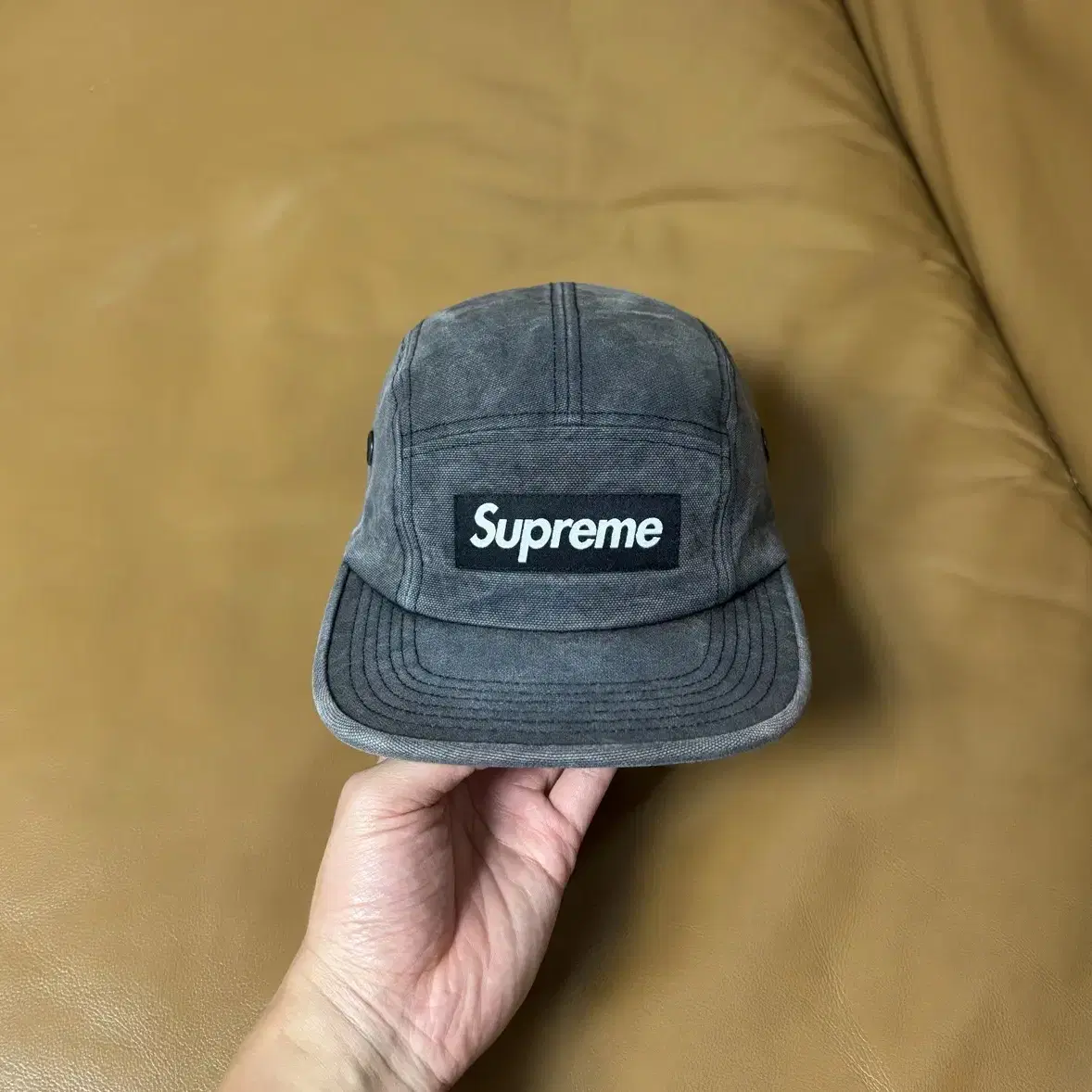 Supreme 슈프림 캠프캡 모자 (Stone Washed Black)