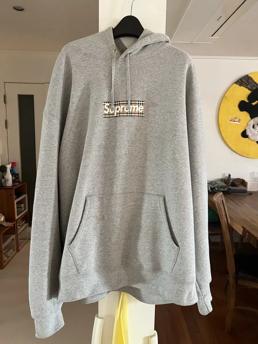 Supreme x Burberry Box Logo Hoodie Gray [XL]