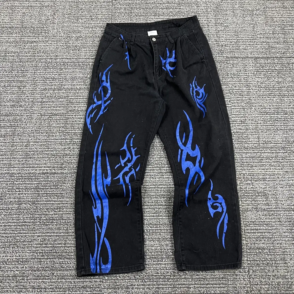 No Manual Printed Detail Denim Pants