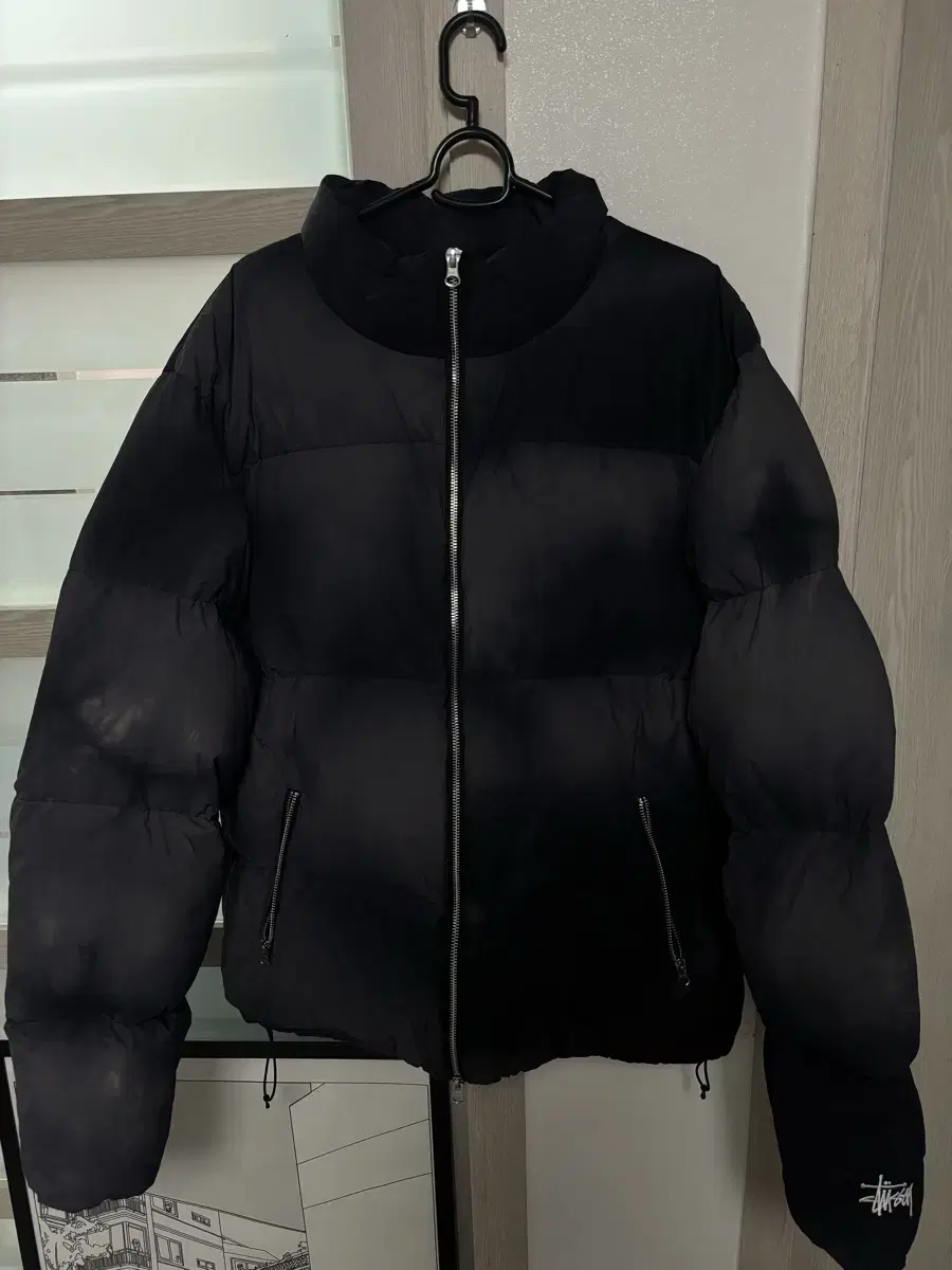 [L] Stussy Recycled Nylon Down Puffer Vintage Black Padded