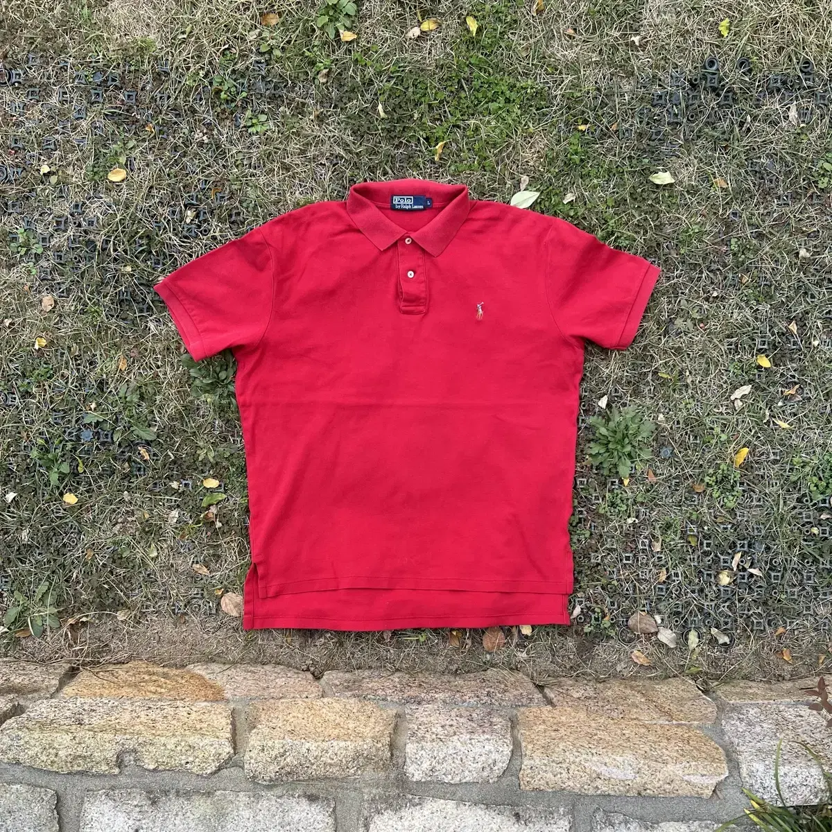 Polo red collar tee(L)