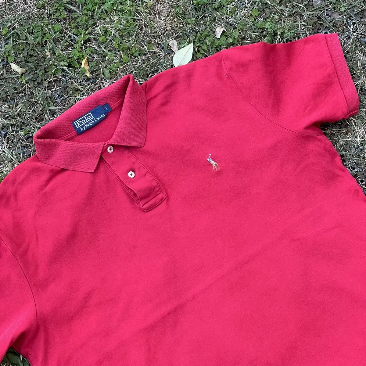 Polo red collar tee(L)