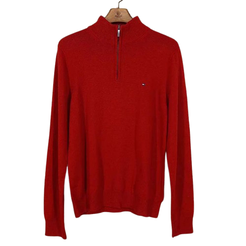 Tommy Hilfiger Men's Red Vahn Zip-Up Knit Tee M (HU5775)