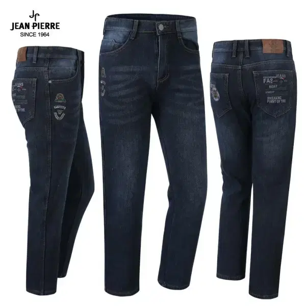 Free shipping winter men's cold-proof brushed spandex jeans embroidery 30-42 black bloo