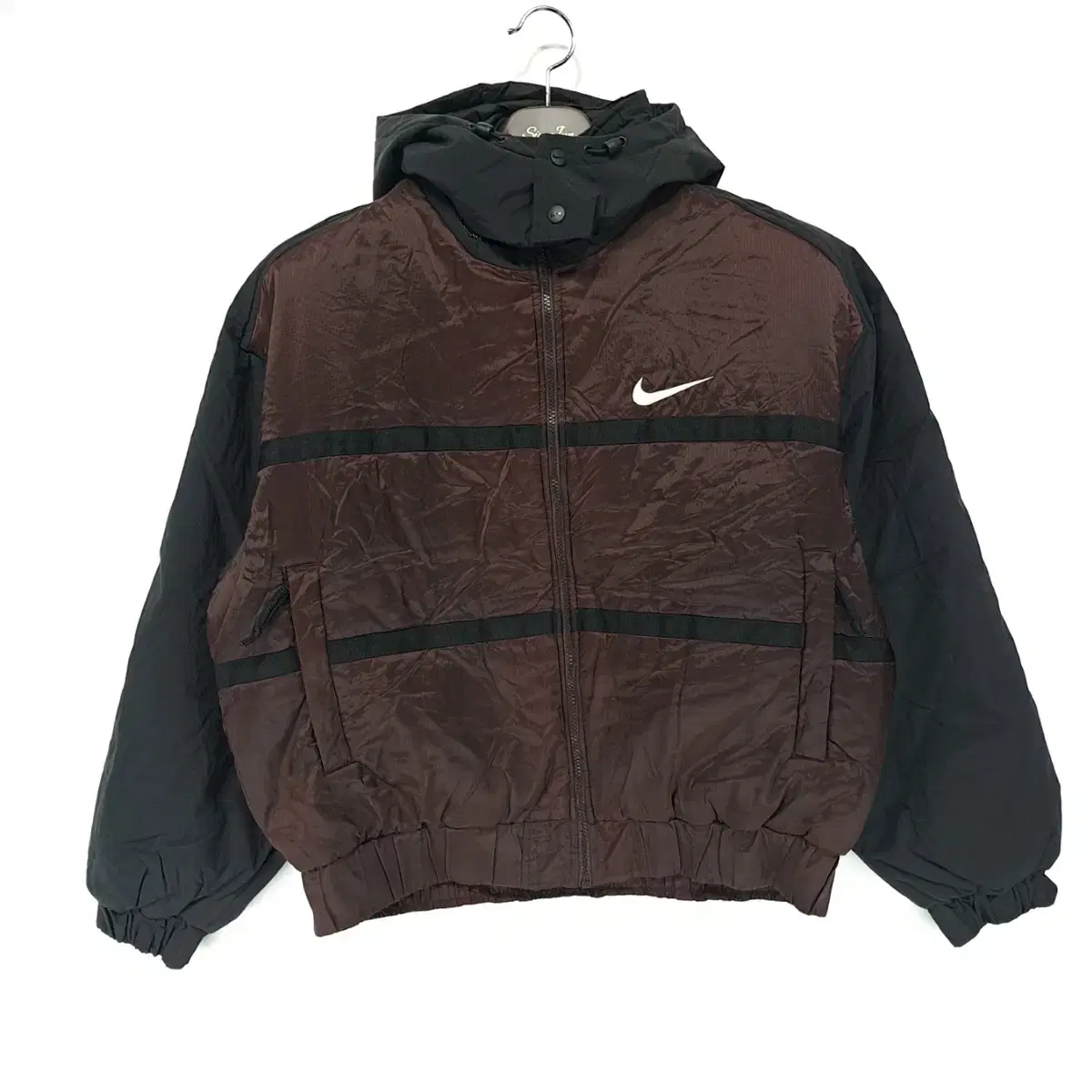 (CS119) M Nike 90s Brown Black Swoosh Bomber Jumper Jacket