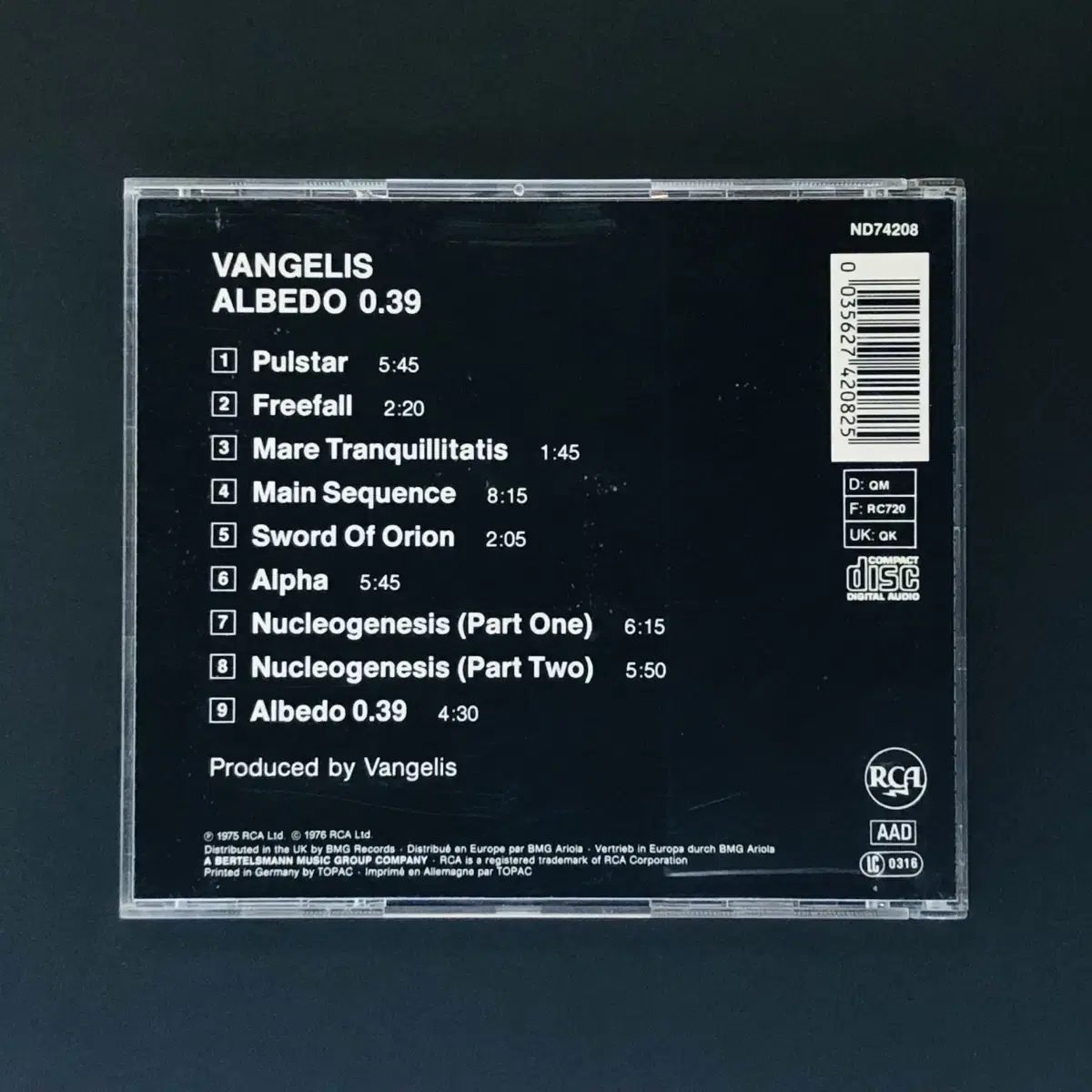 [CD중고] Vangelis / Albedo 0.39