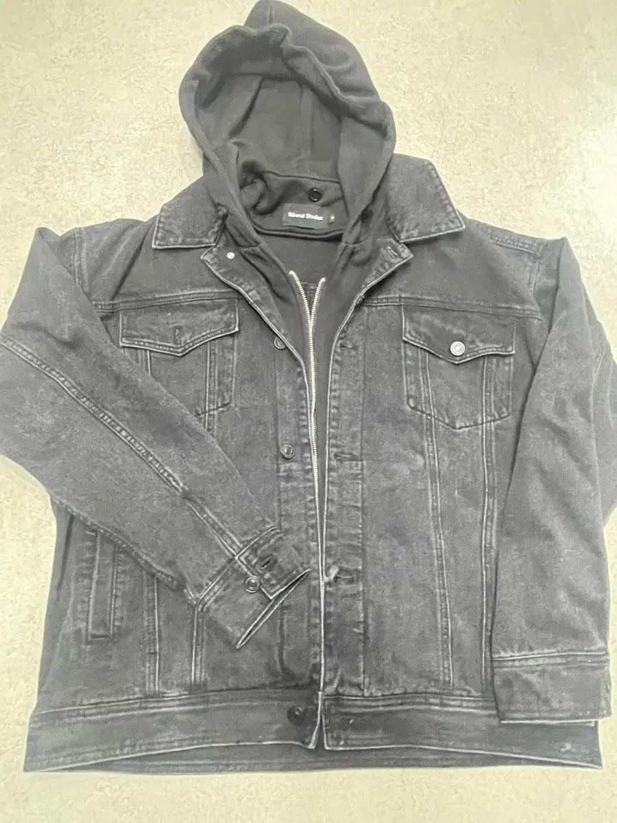 Denim jacket with removable hood