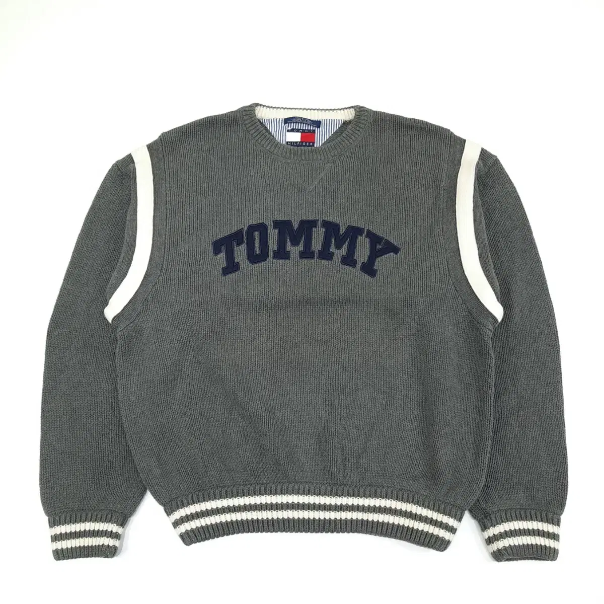 (CS124) 2XL Tommy Hilfiger Gray Text Logo Long Sleeve Knit