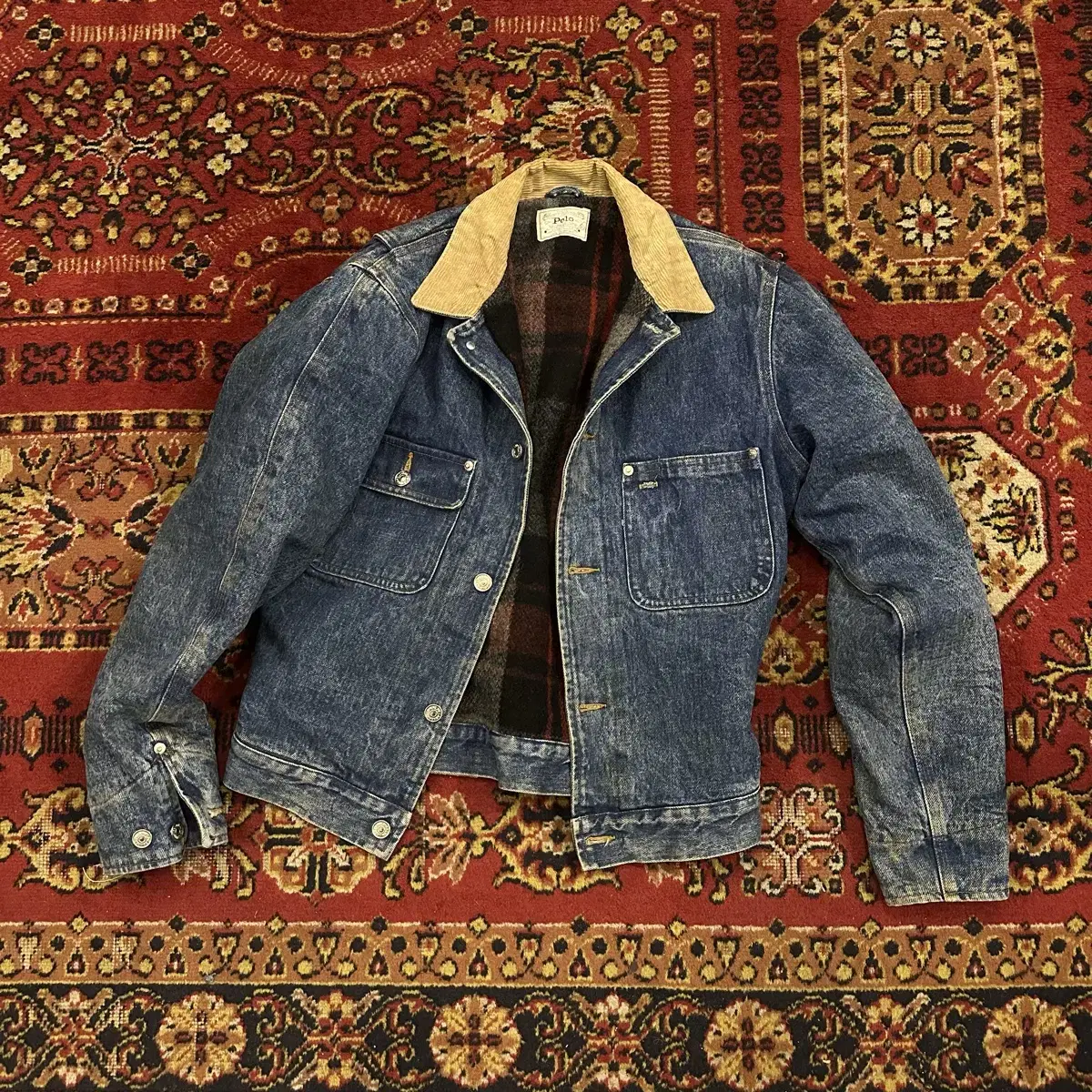 80s USA Vintage Polo Ralph Lauren Blanket Dungaree Dungaree Denim Jacket