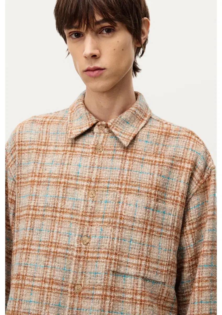 24FW Solid Homme Orange Check Tweed Shirt 52