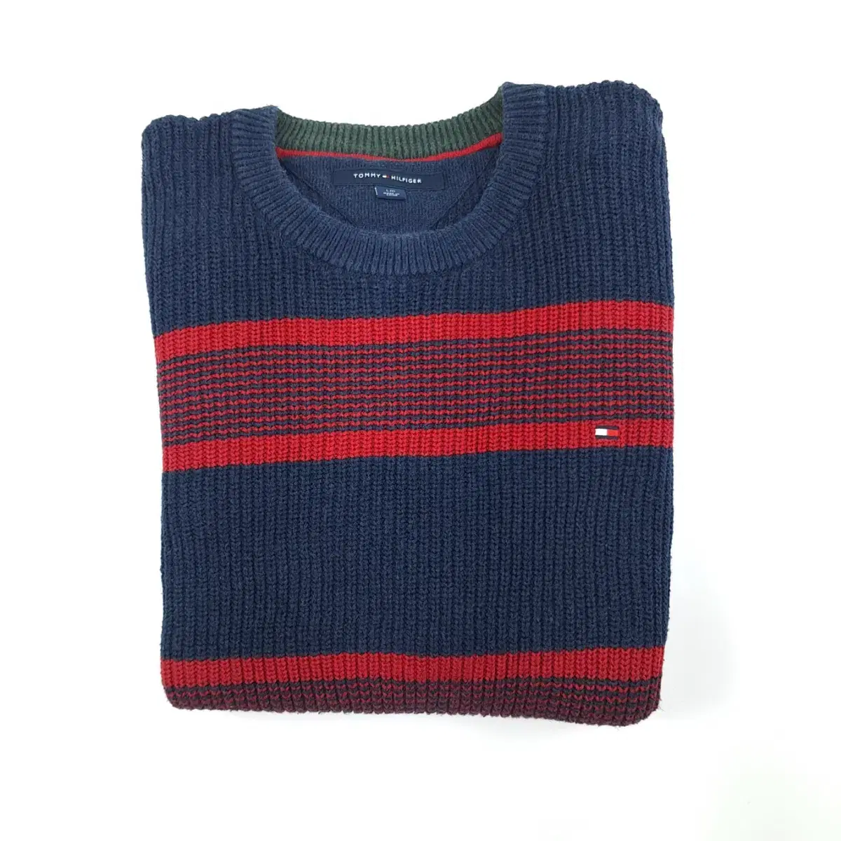 (CS125) L 타미힐피거 네이비 레드 스트라이프 긴팔 니트 knit