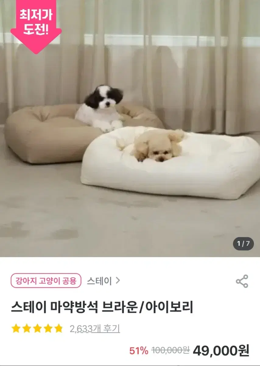 스테이 마약방석 브라운 강아지 고양이