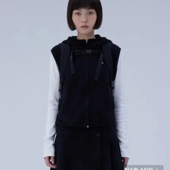 미세키 서울 hoodie zip-up vest BLACK