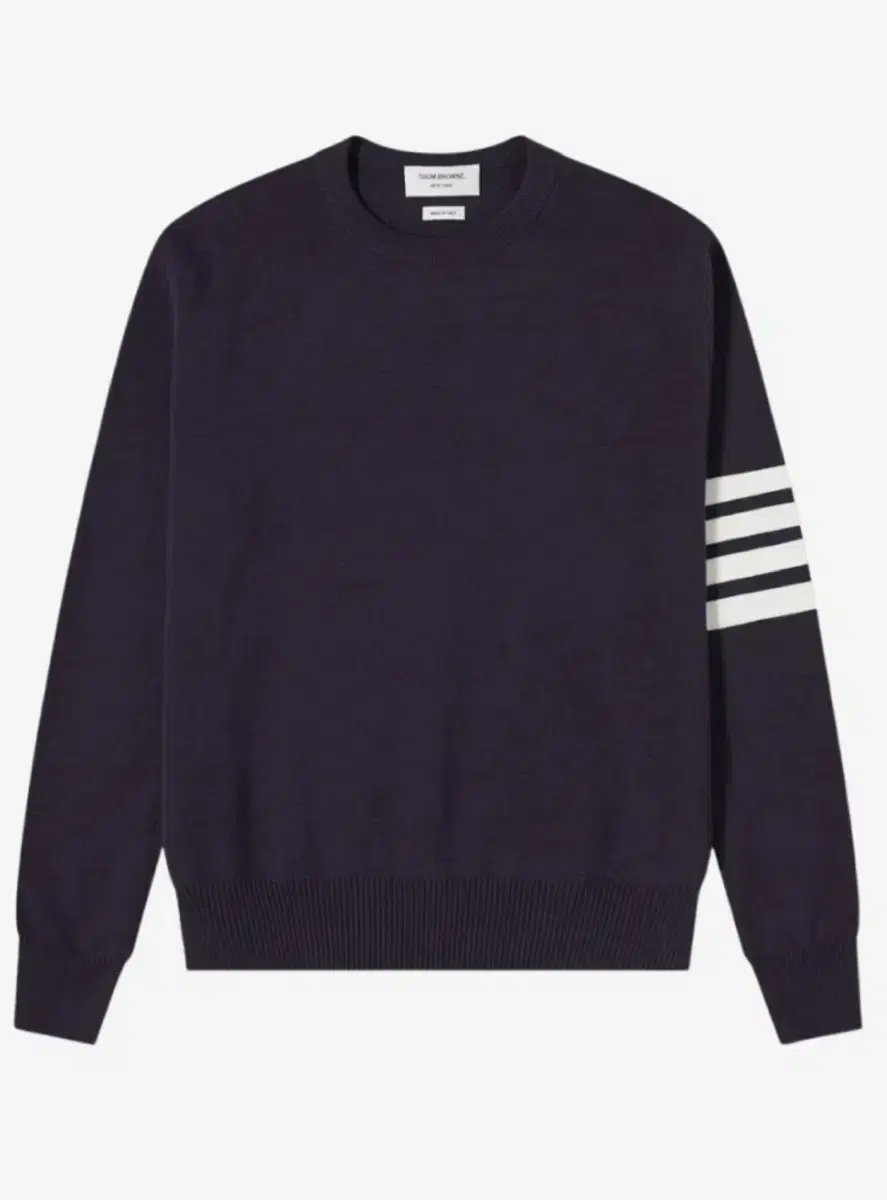 Thom Browne Milano Stitched Diagonal Crewneck Pullover Knit Navy