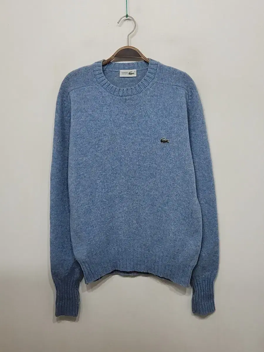 (L) Lacoste Knit haneul blue logo wool sweater round