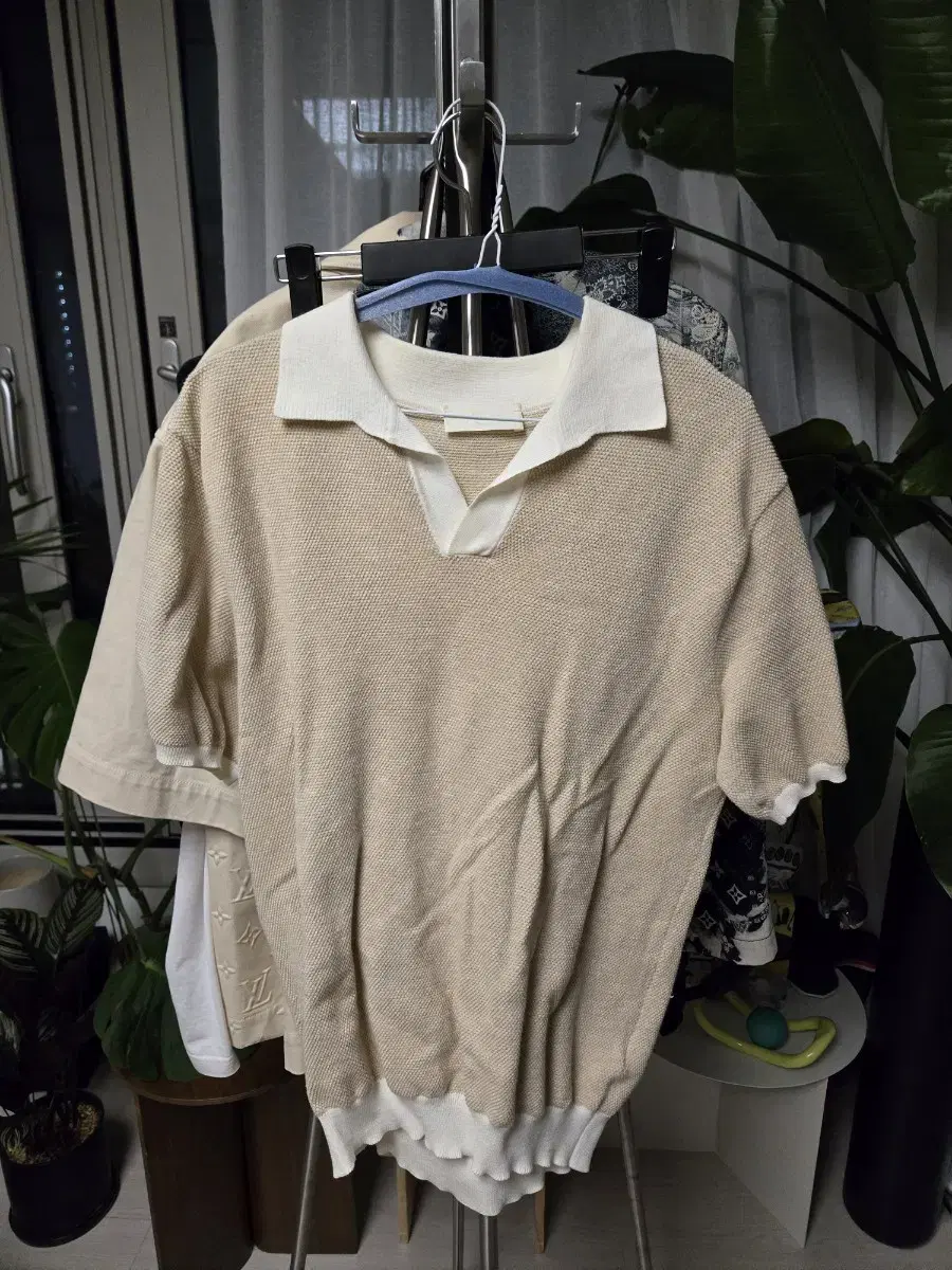 Jaylium Beige Knit Polo Shirt