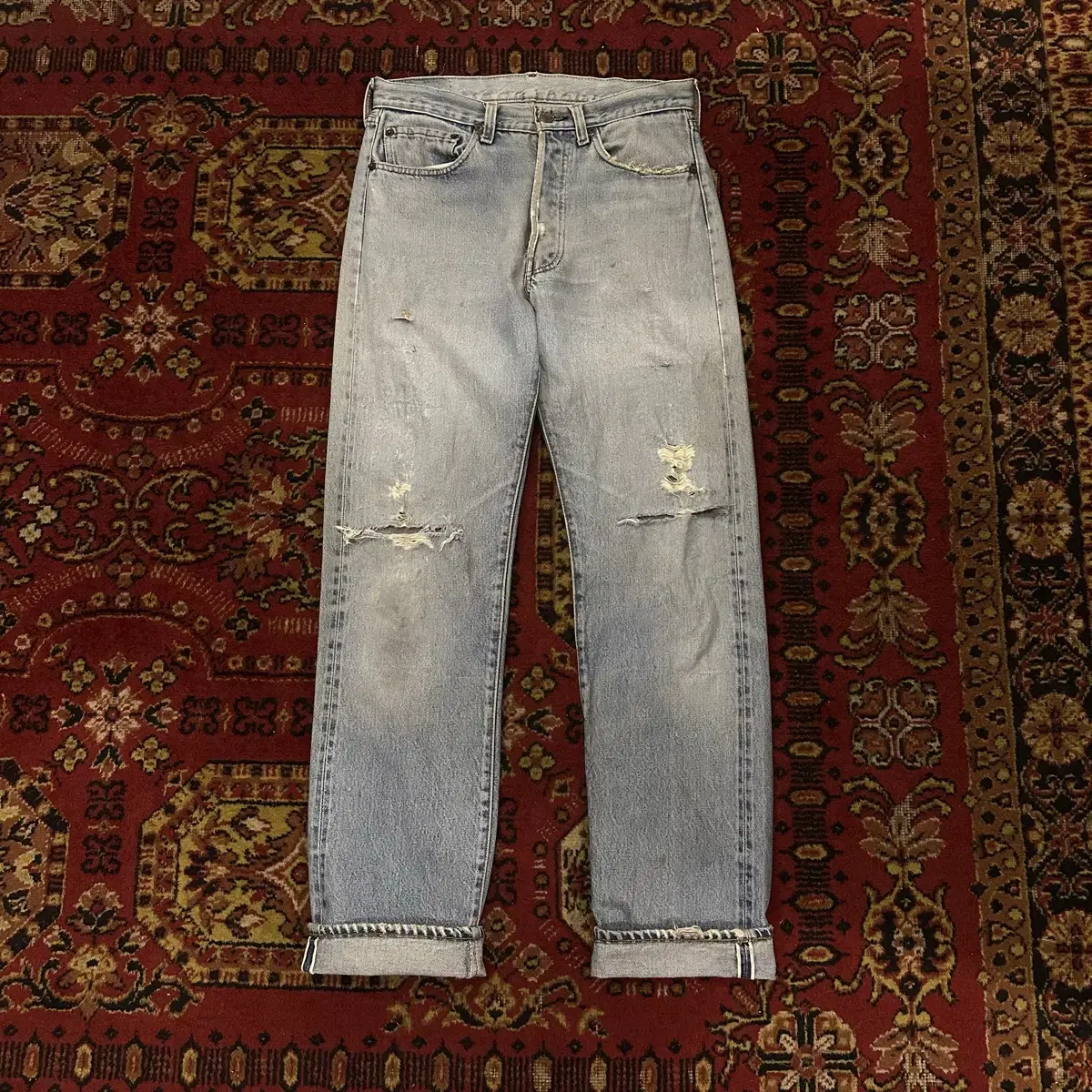 80s Vintage Levi's 501 66 Reviews Selvedge Denim Pants Electric Big E