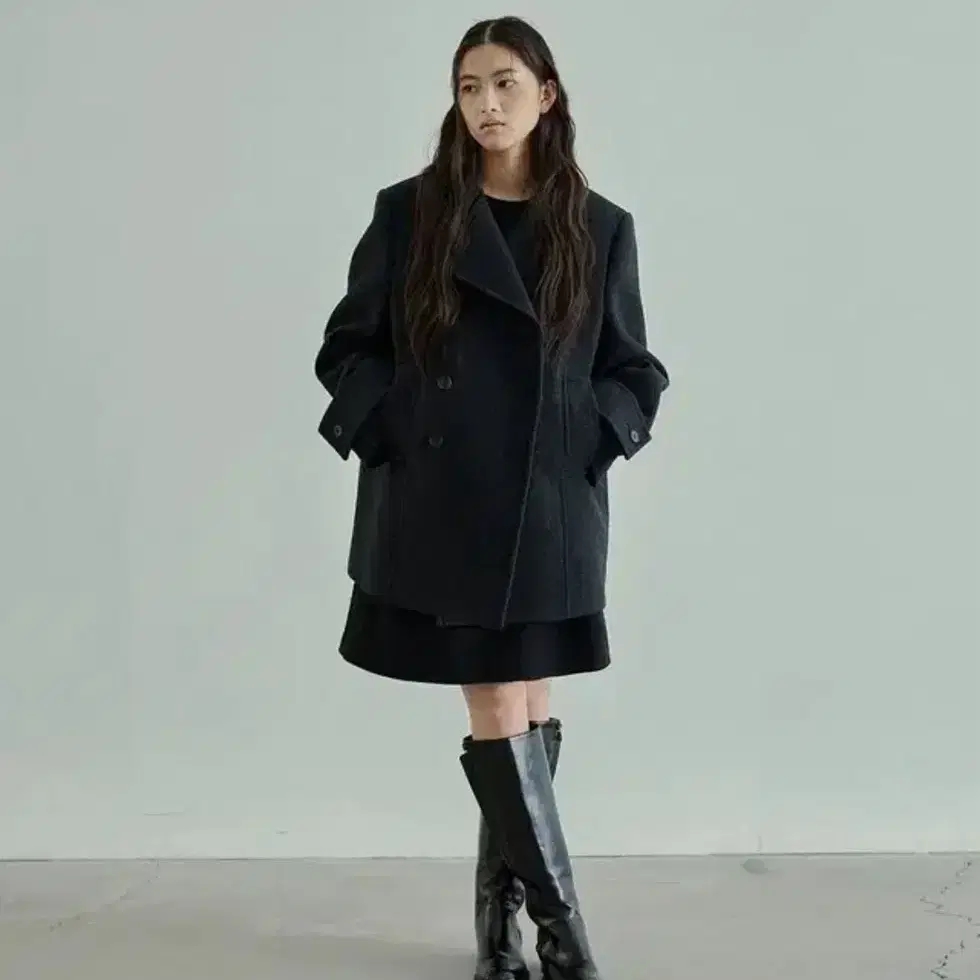 유니폼브릿지 우먼 울 피코트 wool pea coat 챠콜