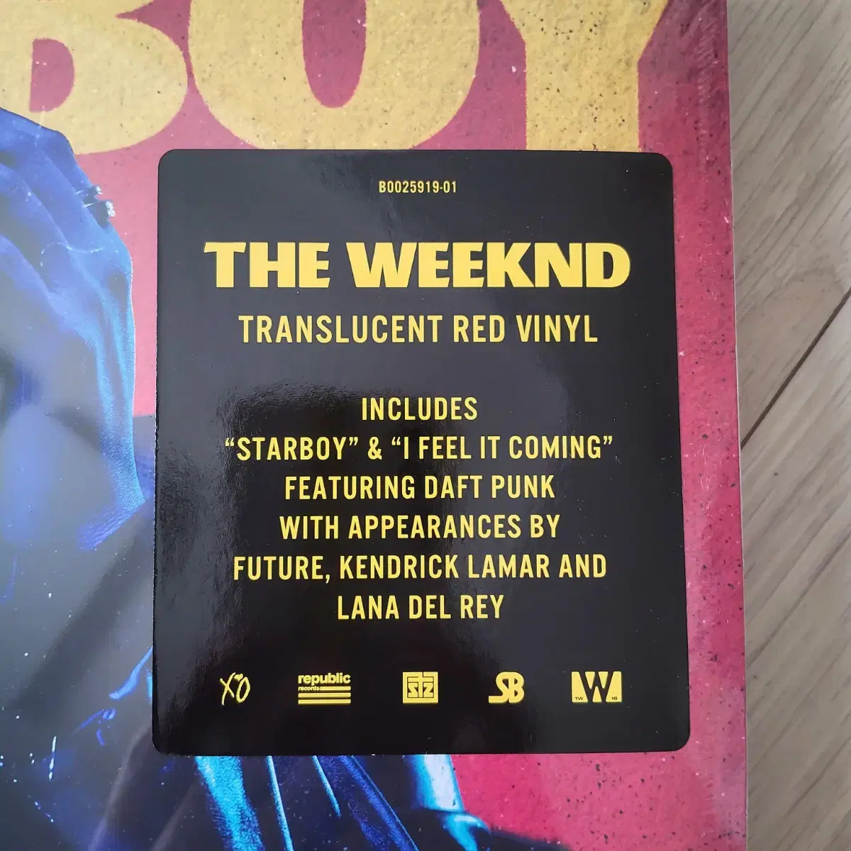 The Weeknd 위켄드 Starboy 반투명 레드반 미개봉 LP