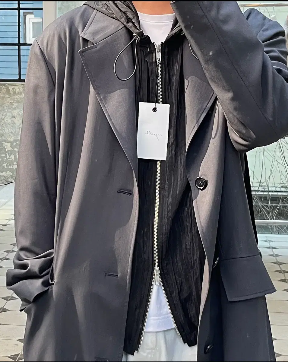 [L] Youth single-breasted coat in charcoal gray for sale in size L