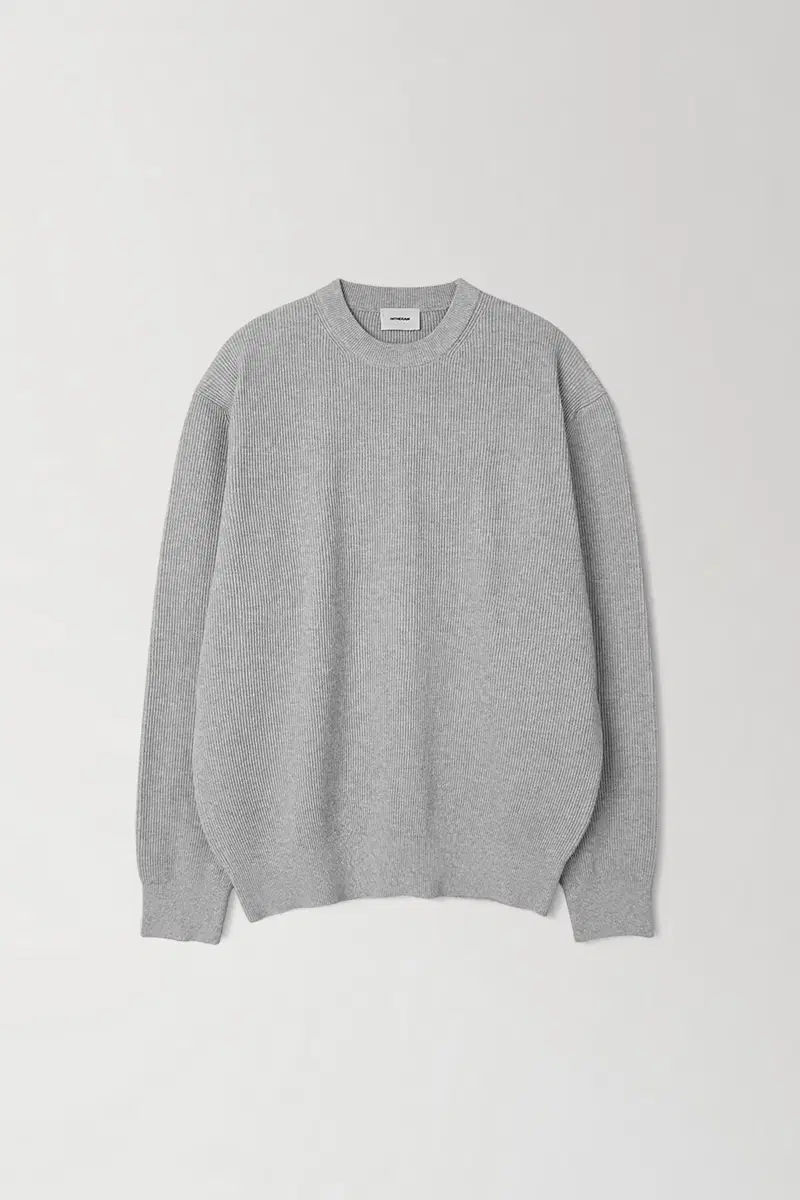 In-the-row cotton rib-knit crewneck grey mélange