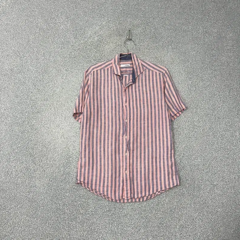 100% Dupont linen striped short sleeve shirt