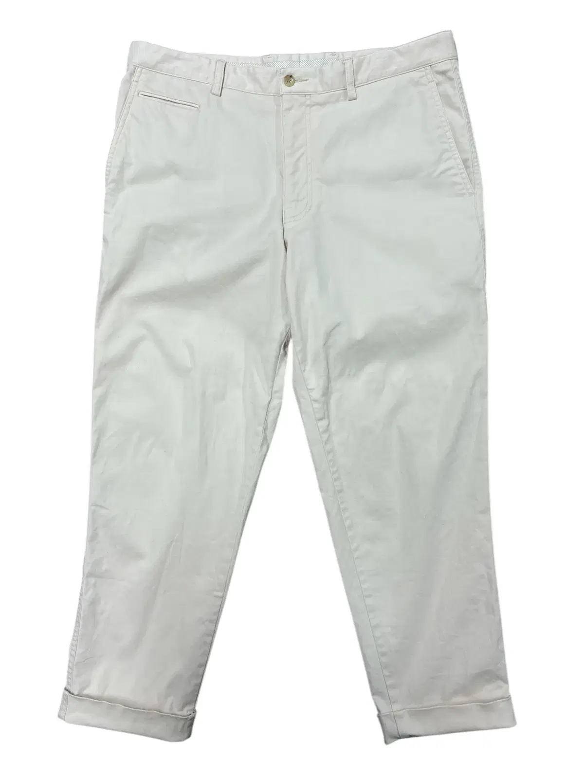 J.PRESS Ivory Cotton Spandex Trousers 34