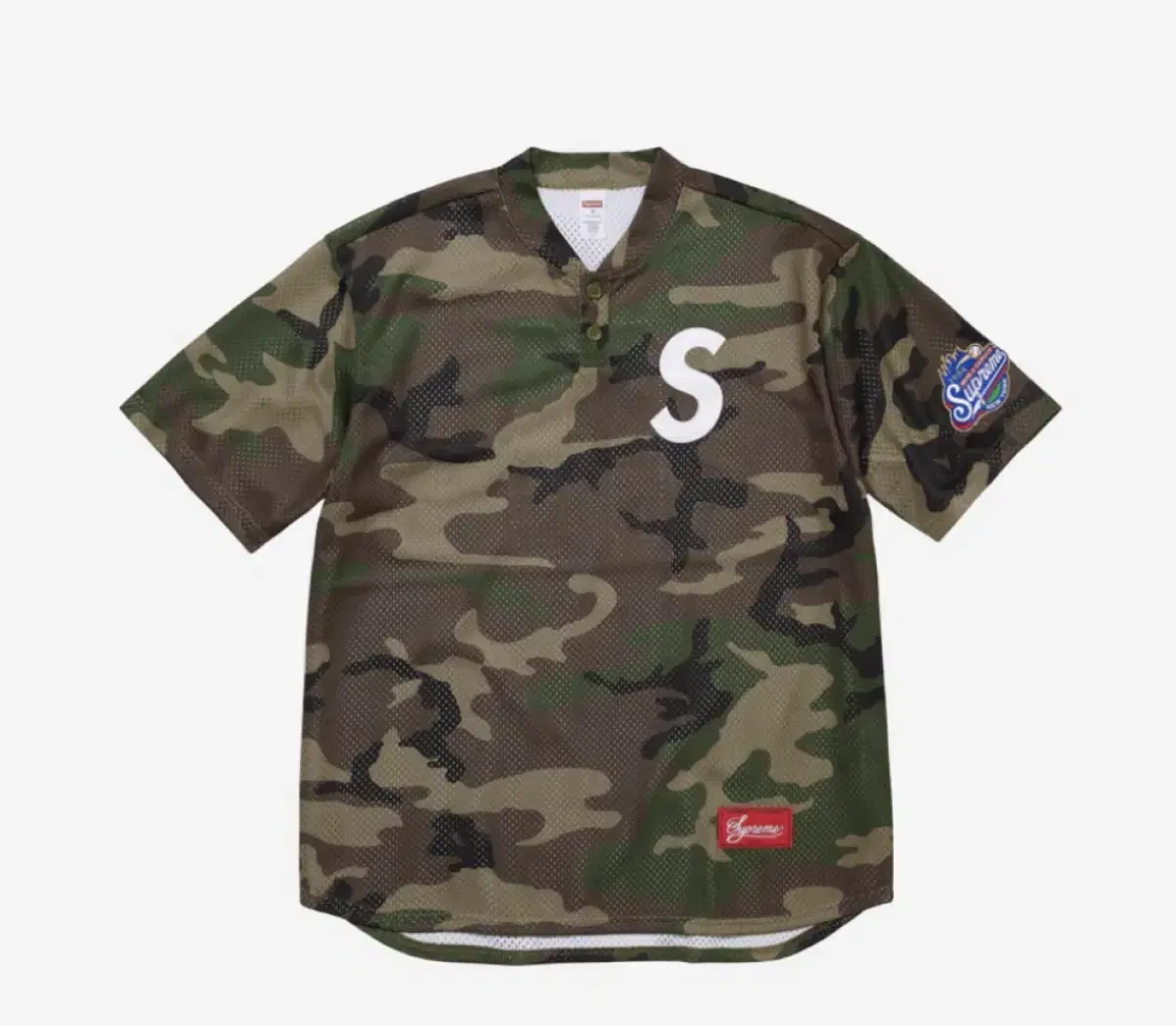 Supreme S Logo Baseball henry Woodland Camo - 24FW Size XL